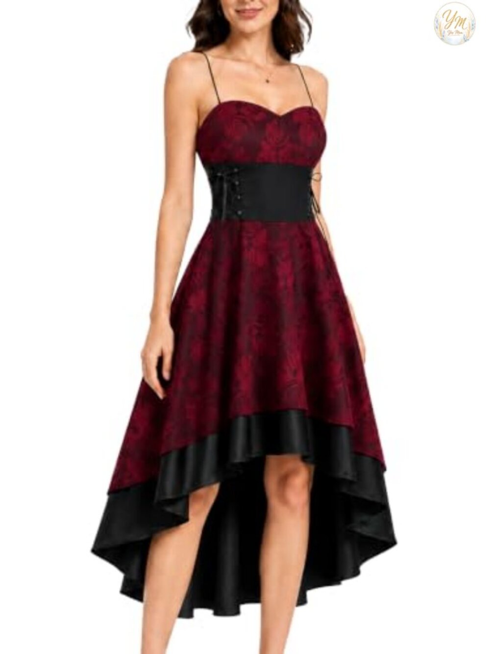Spaghetti Strap High Low Lace Dress Steampunk Gothic Corset Lolita